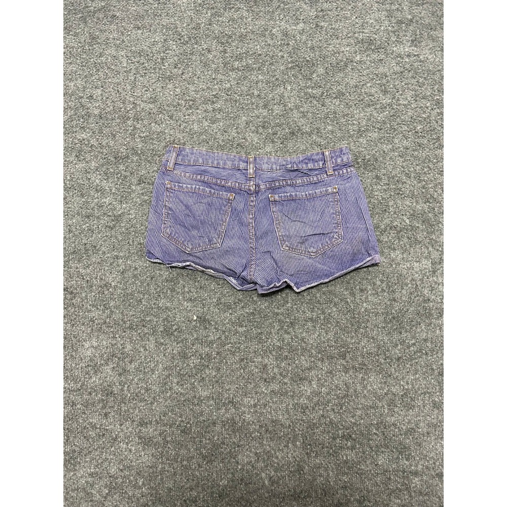 Lux Shorts Womens Size 2 Purple Striped Cotton Denim Cuffed Casual Made in USA